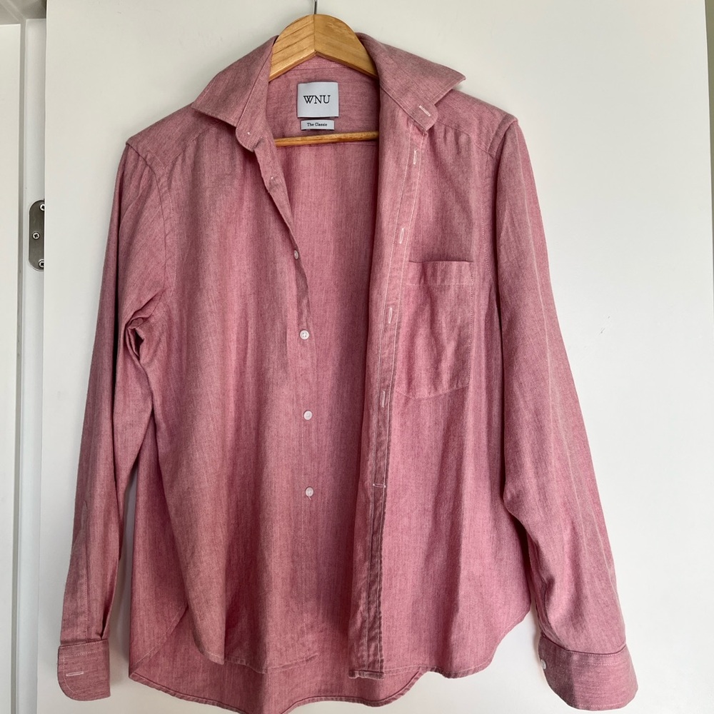 WNU Women's Pink Merino Button Down Shirt